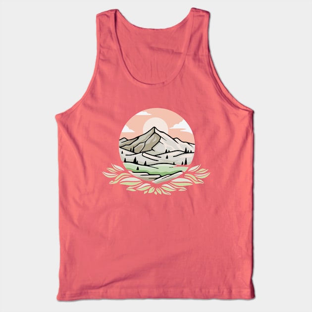 Modern Icon in Flat Design Concept Landscape Mountain Tank Top by Protshirtdesign